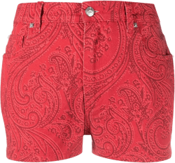 paisley-print denim shorts