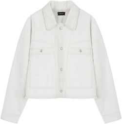 Long-sleeved Denim Jacket In White