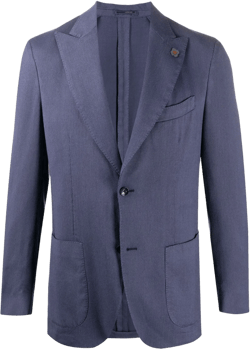 Fine Knit Buttoned Blazer In Blue
