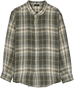 long-sleeve plaid-print shirt