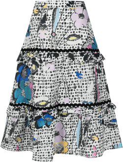 floral-print tiered midi skirt
