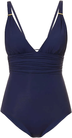 Naples Plunge Cotton One-piece Swimsuit In Navy
