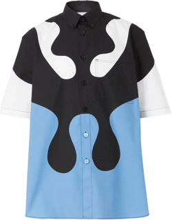abstract-print button-down cotton shirt