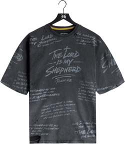Psalm 23 Distressed Oversized Tee - Black