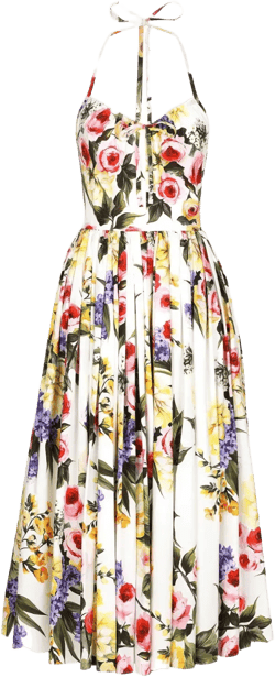 Garden-print midi dress
