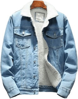 Alr™ Men's Denim Jacket with Lamb Cashmere Lining, Light Blue