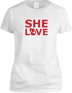SHE LOVE Muscle Girl Stacked White Tee – Short Sleeve Inspirational Tee