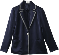 wagara tailored satin suit jacket / navy