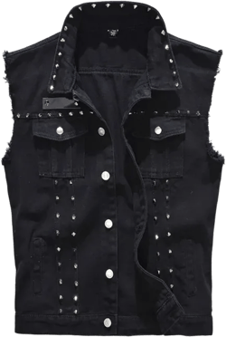 Alr™ Men's Black Vintage Denim Vest with Rivet Details