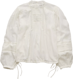 AE77 Premium Lace Peasant Blouse