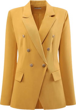 Women's Casual Suit Spring Office Double Breasted Blazer Medium Yellow