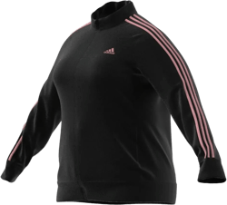 adidas Women's Plus Size Essentials Warm-up Tricot Slim 3-Stripes Track Jacket 2X Black/Semi Pink Spark