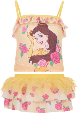 Disney Princess Belle Toddler Girls UPF 50+ Tankini Top and Swim Skirt Swimsuit Set Belle Yellow 2T
