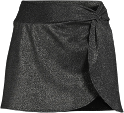 Lands' End Women's Chlorine Resistant Shine Twist Front Mini Swim Cover-up Skirt - Small - Black Shine