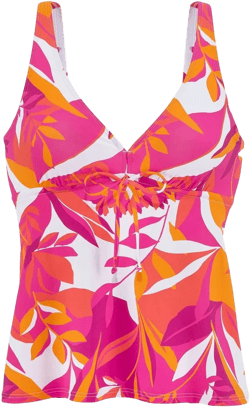 Women's Mix Print Tankini Swimsuit Top - LASCANA - Pink Orange Abstract 32B