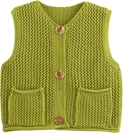 Women's Sleeveless Chunky Knit Top Casual Cropped Button Down Sweater Vest Open Front Cardigan with Pockets
