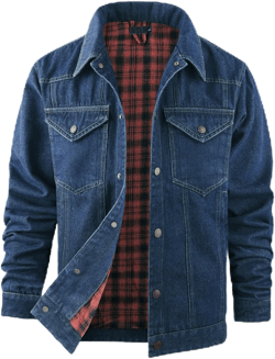 Mens Western Classic Jeans Jackets Vintage Flannel Lined Denim Jacket Slim Fit Heavy Duty Cargo Jacket Trucker Coat Dark Blue X-Large