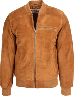 Mens Real Suede Bomber Jacket Baseball Varsity Style Reg XX-Large Tan