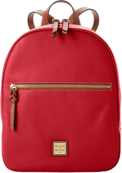 Dooney & Bourke Backpacks for Women, Ronnie Small Leather Backpack Purse for Travel, Work or School - Red