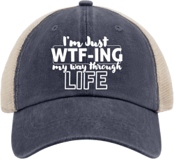 I'm Just WTF-ing My Ways Through Life Womens Golf Hat Workout Caps for Men Low Profile Hats Breathable Sun Hats Purplish Blue04 One Size