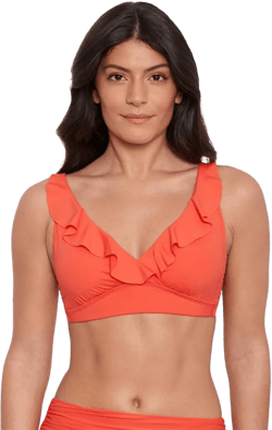 Lauren Ralph Lauren Women's Ruffle Underwire Swim Top Swimsuit (8, Sunset)