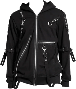 Darkrock Men’s Designer Stylish Bondage Black Casual Fleece Super Strap Hoodie Blazer Jacket/USA