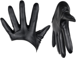 Andy's Orchids 1 Pair Five Finger Gloves, PU Spring Leather Dance Mittens, Half Palm Short Unlined Driving Dress Cosplay Gothic Lolita Gloves For Women, Black