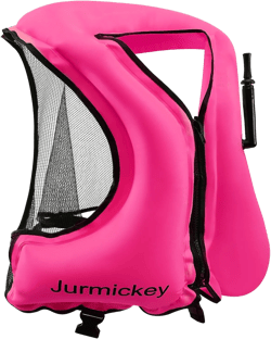 Snorkel Vest for Adults, Inflatable Snorkeling Vest for Men & Women, Portable Swim Jacket & Buoyancy Vest for Snorkeling, Swimming, Kayaking, Boating pink