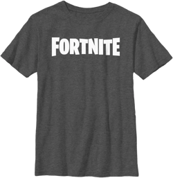 Boy's Fortnite Classic White Logo T-Shirt - Charcoal Heather - Small
