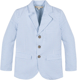 Hope & Henry Boys' Organic Classic Seersucker Suit Jacket, Classic Blue Gingham, 6