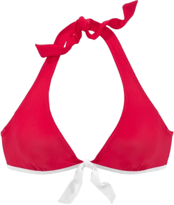 Women's Halter Neck Bikini Swimsuit Top - LASCANA - Red Solid 40DD