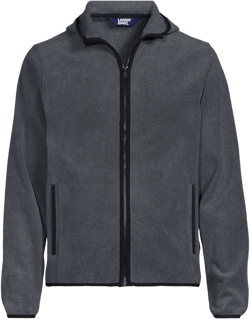 Lands' End Men's Anyweather Fleece Hooded Full Zip Jacket - 2X Large - Dark Charcoal Heather