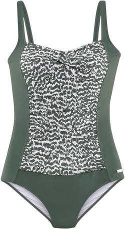 Women's Printed Tummy Control One Piece Swimsuit - LASCANA - Green Multi Abstract 12D