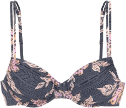 Women's Mix Print Underwire Bikini Swimsuit Top Bra Sizing - LASCANA - Black Printed Floral 32C