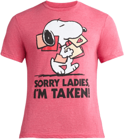 Peanuts Snoopy Men's and Big Men's Valentine's Day Graphic Tee, Sizes S-3XL