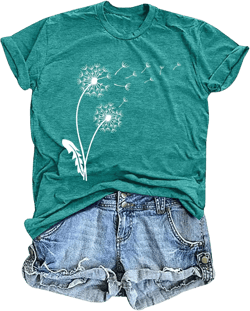 Boho Floral T Shirts Women Colorful Wildflower Graphic Tee Vintage Flower Shirt Garden Lover Botanical Tops