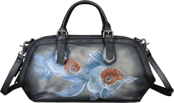 Genuine Leather Satchel for Women Hand Painted Leather Handbag Top Handle Bags Handmade Crossbody Purse Tote Bag