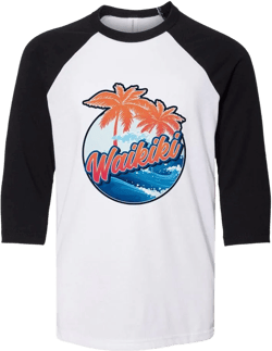 Tropical Waikiki Kids Three-Quarter Raglan Sleeve Baseball Shirt Youth