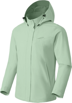 Pioneer Camp Women's Rain Jacket Waterproof Shell Jacket Hooded Windbreaker Lightweight Rain Coats for Outdoor Hiking Travel Mint Green Small