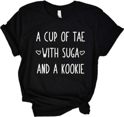 OwnZone Cotton Unisex Short Sleeve Round Neck T-Shirts A Cup of Tea with Sugar and A Cookie