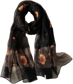 Women Exquisite Silk&Wool Mixed Embroidered Scarf Headwrap Shawl