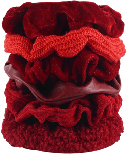 Scrunchies for Women Girls 6Pcs Red Velvet Scrunchies for Thick Hair Ultra Textured Soft Corduroy Scrunchy Hair Ties Christmas Elastic Hair Bands Fuzzy Ponytail Holders Cute Hair Accessories C-Red 6PCS
