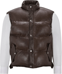 Men's Puffer Leather Waistcoat Padded Lambskin Leather Casual Vest Style