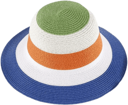 Colorful Stripes Beach Straw Hat, Foldable Floppy Beach Hat with Wide Brim Sun Hat for Women