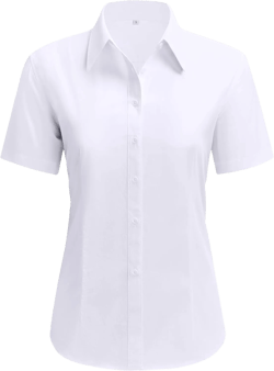 siliteelon Dress Shirts for Women Short Sleeve Cotton Button Down Shirt Basic Button Up Shirt Collared Shirts Work Shirt Large White