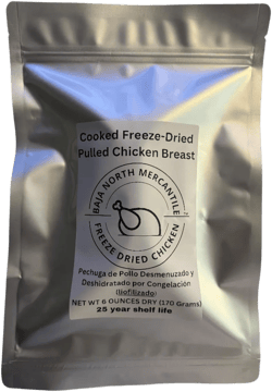 Cooked Freeze Dried Pulled Boneless Skinless Chicken Breast | 6oz Freeze-Dried makes 1.8 lbs. rehydrated | 25-year Shelf Life | Designed for Backpackers,Campers,Survivalist and Emergency Preparedness