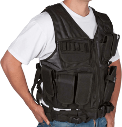 Tactical Vest with Holster and Pouches - In Camouflage, ACU, Black, Desert, and Teen Sizes