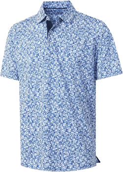 M MAELREG Mens Golf Shirt Short Sleeve Dry Fit Print Moisture Wicking Performance Patterns Collared Polo Shirt Medium Blue White Mosaic