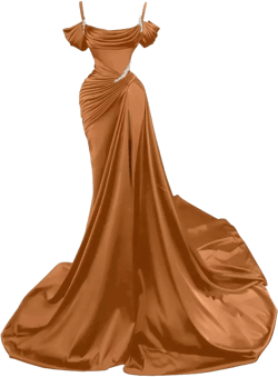 Mermaid Prom Dresses 2024 Long Beaded Satin Off Shoulder Ruched Evening Gowns for Women Formal : Clothing, Shoes & Jewelry