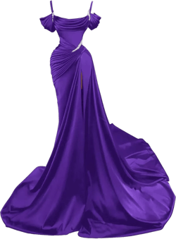 Dexinyuan Mermaid Prom Dresses for Women 2025 Beaded Satin Ball Gown Off Shoulder Long Slit Formal Evening Gowns 28 Plus Purple